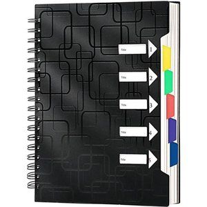 5Subject Notebook for Work 240Pages Spiral Notebooks College Ruled with Dividers